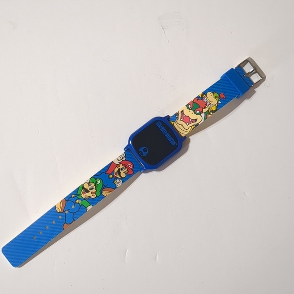 Super Mario Bros Other - Super Mario Bros Digital Watch Unisex Blue Stainless Steel Rubber Band